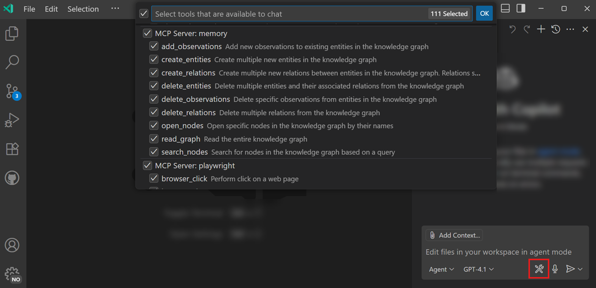 MCP tools list